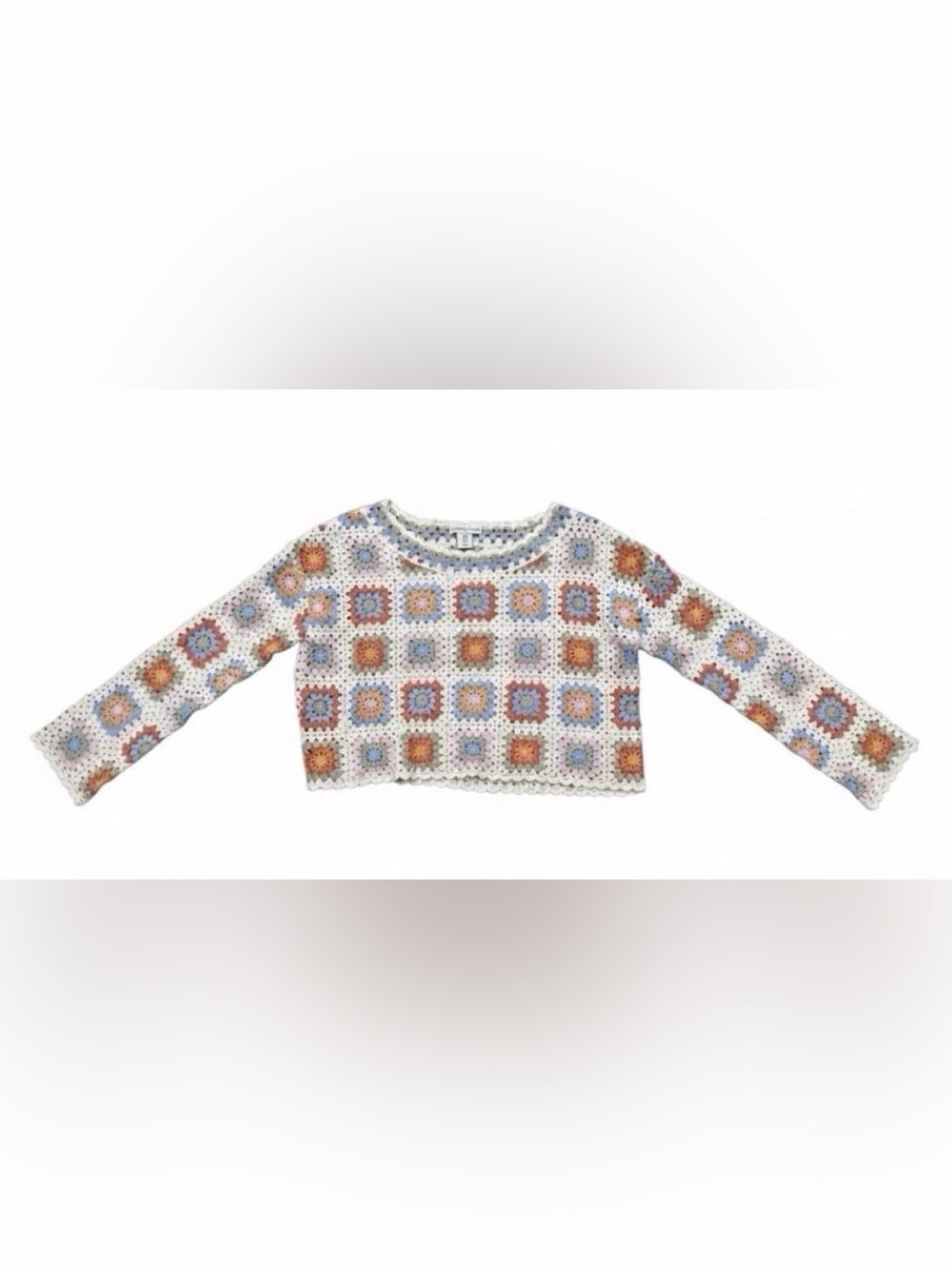 Sincerely Jules Granny Square Crochet Top Boho Festival Colorful Floral Size M